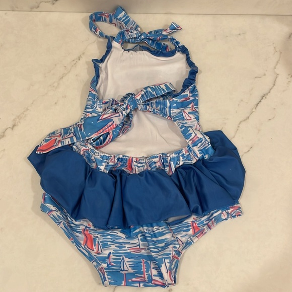 Navy Sailboat Print Girl Swim no size (kids M) - Picture 5 of 11